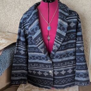 Vintage WillowRidge Southwestern  Blue Blazer sz M Medium